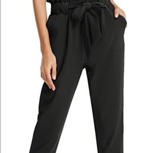 Paper bag high waist pants